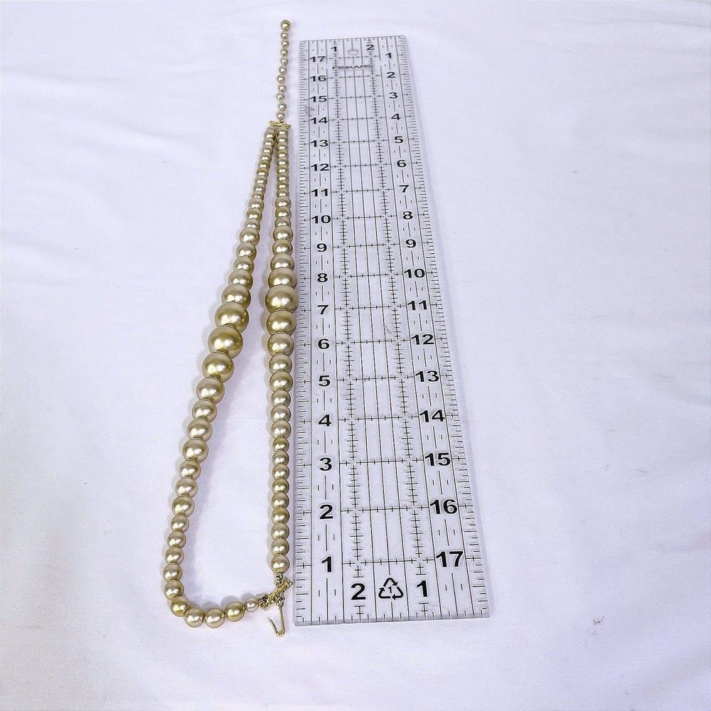 Vintage Gold Double Strand Faux Pearl Choker Necklace Chunky Graduated Hook 18in - Picture 13 of 15